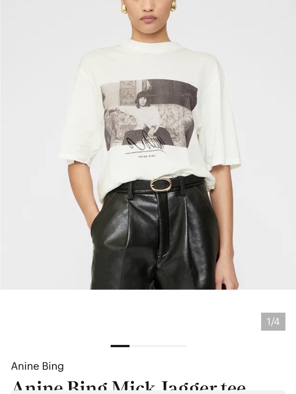 Anine Bing Signature Photo Graphic Tee White XS 100% Cotton